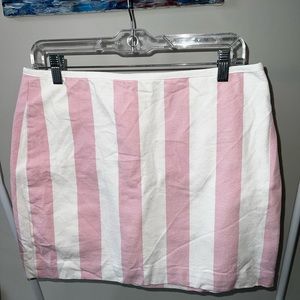 Madewell Pink and White Striped Denim Skirt